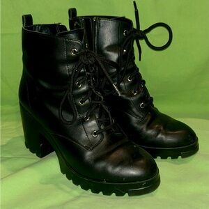 Women's Black Lace-Up Ankle Boots